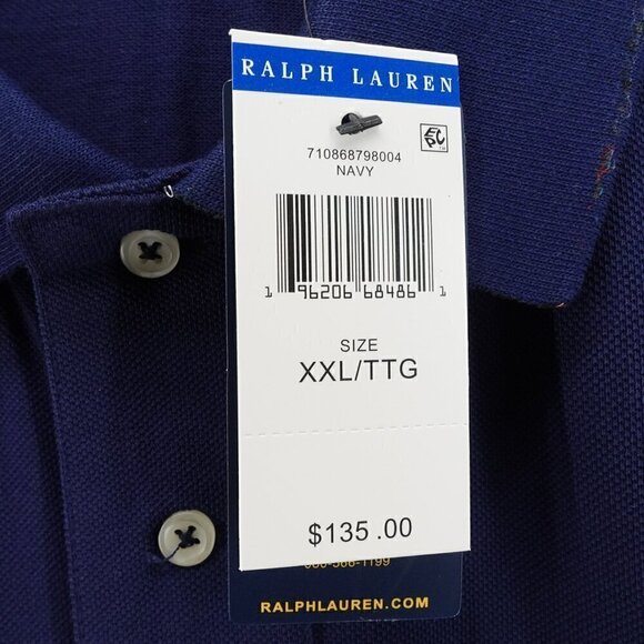 Polo Ralph Lauren Men's Slim Fit Lunar New Year Triple-Pony Polo Shirt Blue XXL - Picture 12 of 14